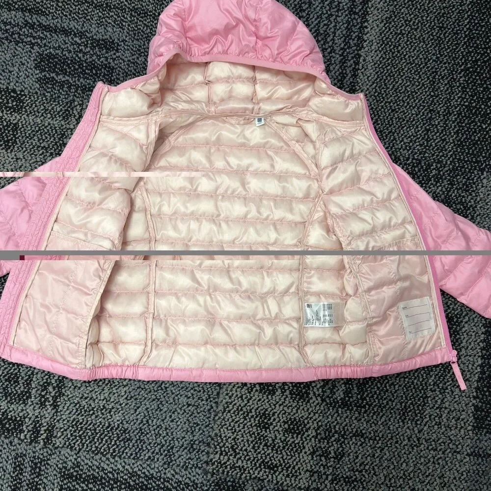 Uniqlo Kids Pink PuffTech Washable Parka Puffer Jacket Sz 3-4